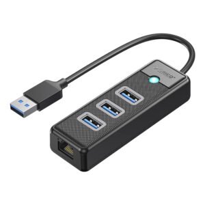 Orico PW3UR25-U3 USB Hub 4-Port 3x USB-A 3.0 1x RJ45 2.5G Ethernet 0.15m - Black