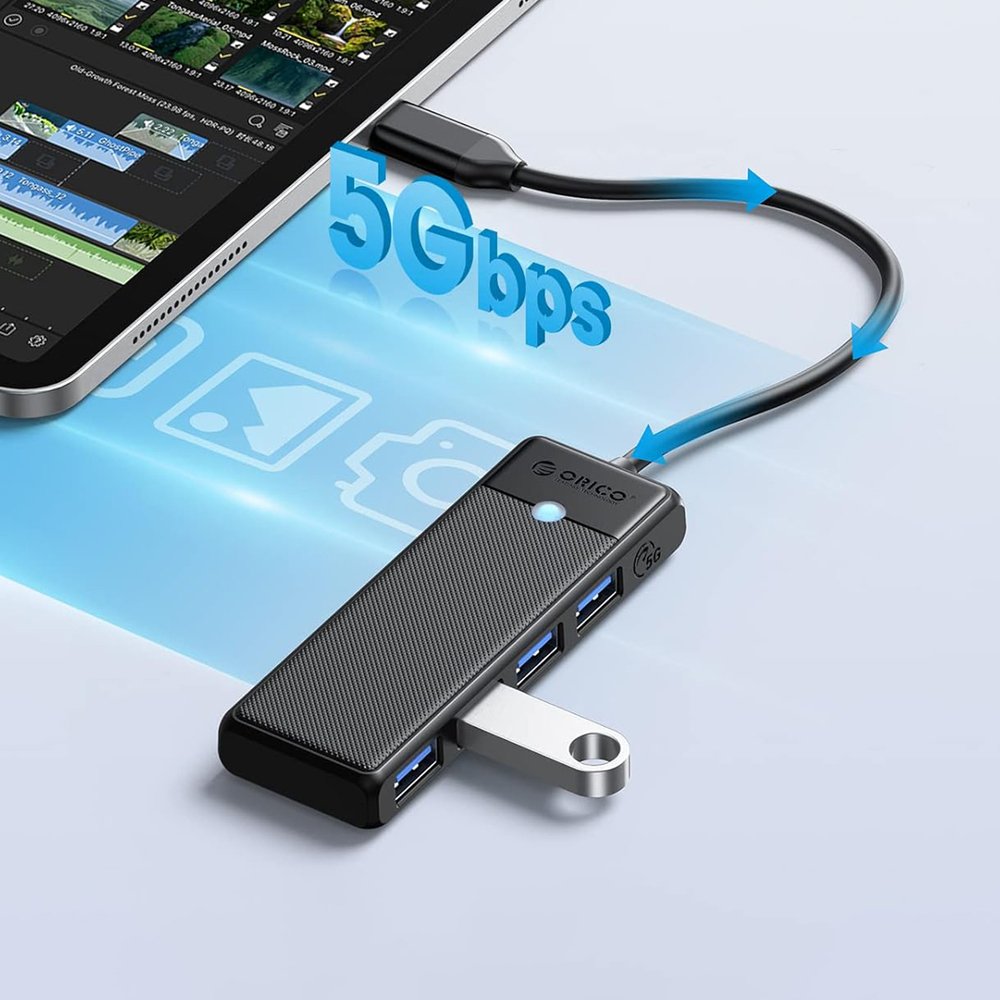Orico PAPW4A-C3 USB šakotuvas 4×USB-A 3.0, 0,15 m – juodas - Image 2