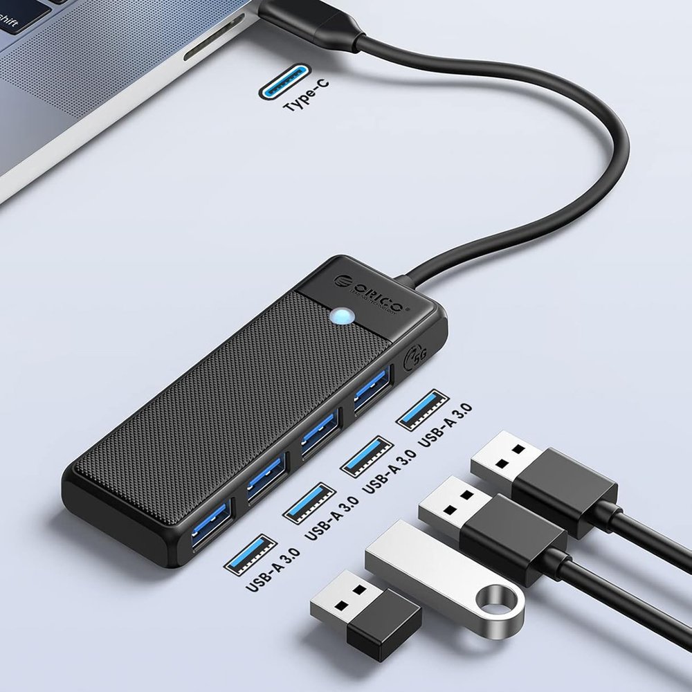 Orico PAPW4A-C3 USB šakotuvas 4×USB-A 3.0, 0,15 m – juodas - Image 3