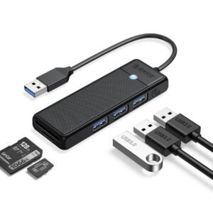 Orico PAPW3AT-U3 USB Hub 4-port 3x USB-A 3.0 with microSD/SD card reader 1 m - black