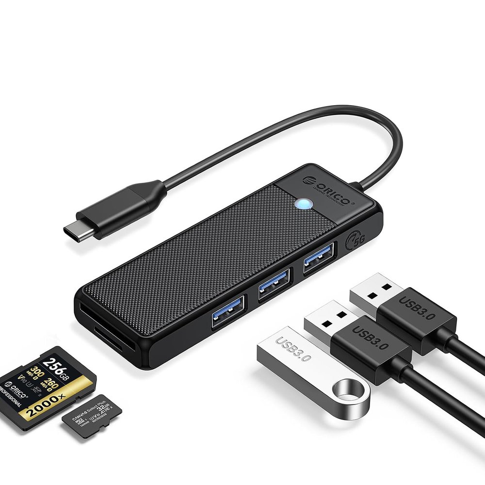 Orico PAPW3AT-U3 USB šakotuvas 4 prievadų (3×USB-A 3.0 su microSD/SD kortelių skaitytuvu), 1,8 m – juodas - Image 7