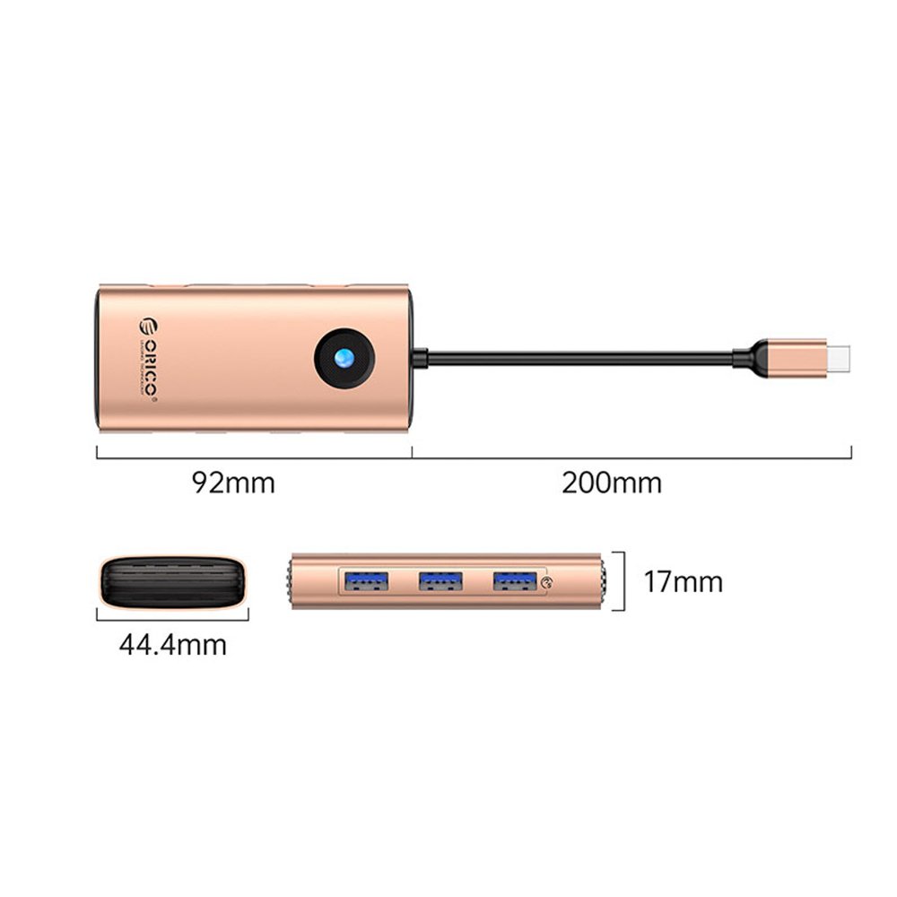 Orico PW11 6 viename USB-C prijungimo stotelė (3×USB-A 3.0, USB-C 3.0, USB-C PD 100 W, HDMI 4K 30 Hz) – rožinio aukso - Image 2