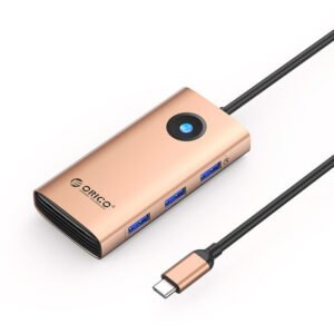 Orico PW11 6in1 USB-C Docking Station 3x USB-A 3.0 1x USB-C PD 100W 1x HDMI 4K 30Hz 1x RJ45 Gigabit Ethernet - Rose Gold