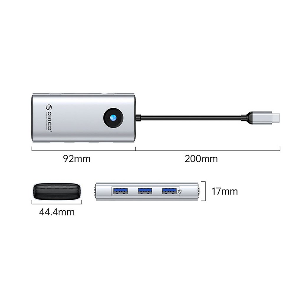Orico PW11 6 viename USB-C prijungimo stotelė (3×USB-A 3.0, USB-C PD 100 W, HDMI 4K 30 Hz, RJ45 2.5G Ethernet) – sidabrinė - Image 2