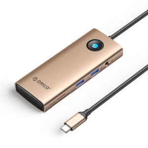 Orico PW11 8in1 USB-C Docking Station 2x USB-A 3.0 1x USB-C PD 100W 1x HDMI 4K 60Hz 1x microSD/SD 1x RJ45 Gigabit Ethernet 1x Audio 3.5mm - Rose Gold