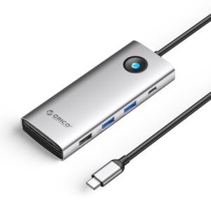 Orico PW11 8in1 USB-C Docking Station 2x USB-A 3.0 1x USB-A 2.0 1x USB-C 3.0 1x USB-C PD 100W 1x HDMI 4K 60Hz 1x VGA 1080P 60Hz 1x RJ45 Gigabit Ethernet - Silver