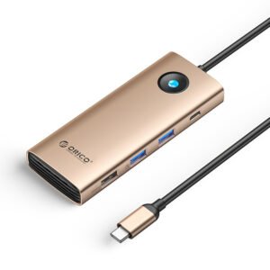 Orico PW11 8in1 USB-C Docking Station 2x USB-A 3.0 1x USB-A 2.0 1x USB-C 3.0 1x USB-C PD 100W 1x HDMI 4K 60Hz 1x VGA 1080P 60Hz 1x RJ45 Gigabit Ethernet - Rose Gold