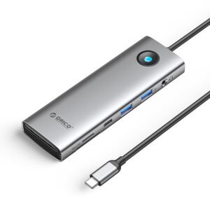 Orico PW11 9in1 USB-C Docking Station 2x USB-A 3.0 1x USB-C 3.0 1x USB-C PD 100 1x HDMI 4K 60Hz 1x microSD/SD 1x RJ45 2.5G Ethernet 1x Audio 3.5 mm - Gray