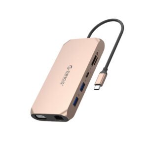 Orico XCR 12in1 USB-C Docking Station 2x USB-A 3.1 1x USB-A 2.0 1x USB-C PD 100W 1x USB-C 3.1 2x HDMI 2.0 4K 60 Hz 1x VGA 1080p 1x SD 3.0 1x microSD 3.0 1x RJ45 Gigabit Ethernet 1x audio CTIA 3.5mm - Rose Gold
