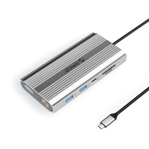 Orico XDR 12in1 USB-C Docking Station USB-A USB-C 2x HDMI 4K 60Hz DisplayPort 4K 60Hz RJ45 Gigabit PD 100W SD and microSD Card Reader - Silver