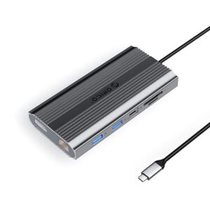 Orico XDR 12in1 USB-C Docking Station USB-A USB-C 2x HDMI 4K 60Hz DisplayPort 4K 60Hz RJ45 Gigabit PD 100W SD and microSD Card Reader - Gray