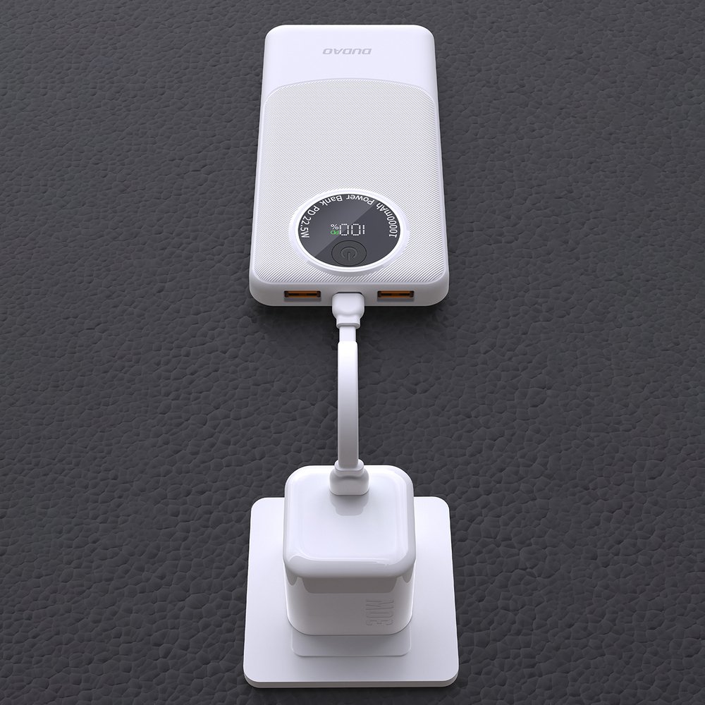 Dudao K12 10000 mAh 22,5 W PD išorinė baterija su USB-A ir USB-C – balta - Image 4