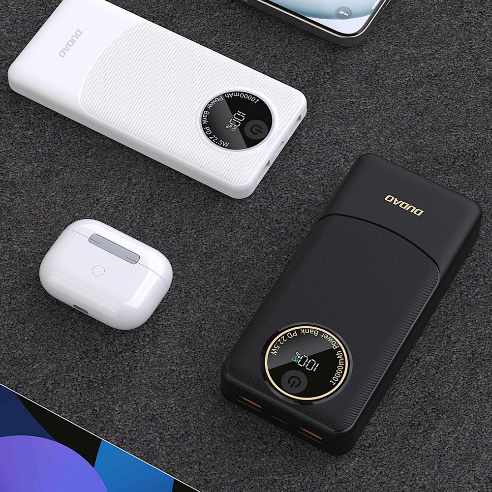 Dudao K12 10000 mAh 22,5 W PD išorinė baterija su USB-A ir USB-C – balta - Image 5