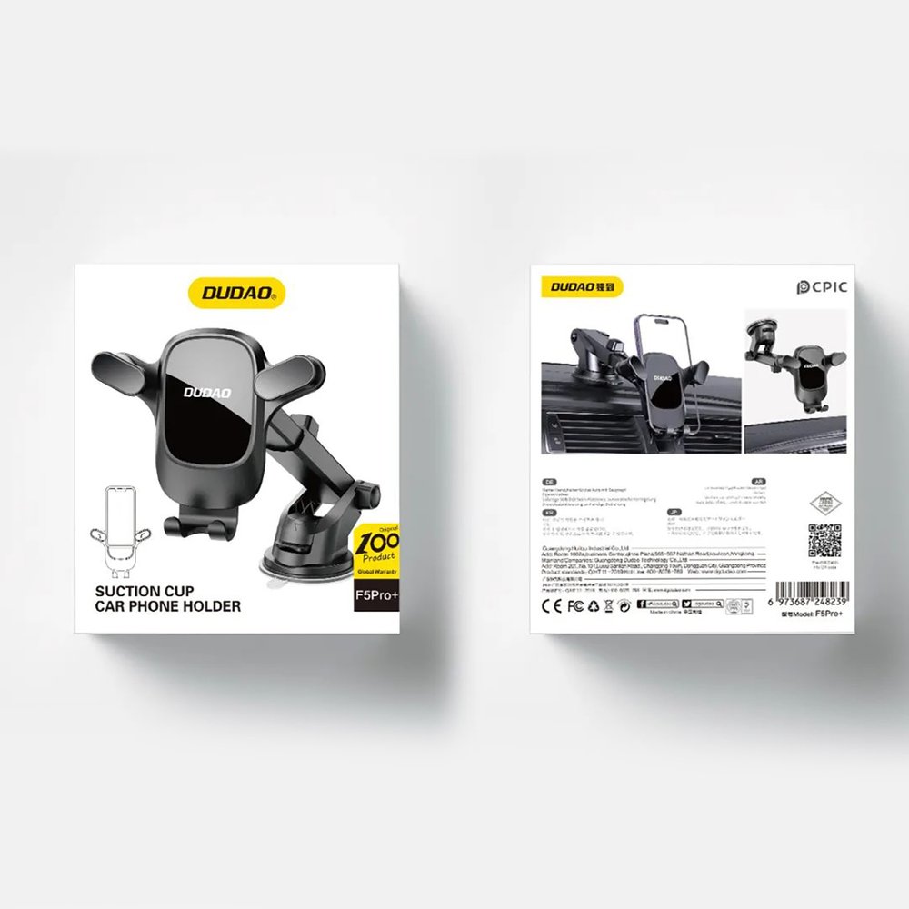 Dudao F5PRO+ automobilinis laikiklis su siurbtuku – juodas - Image 2