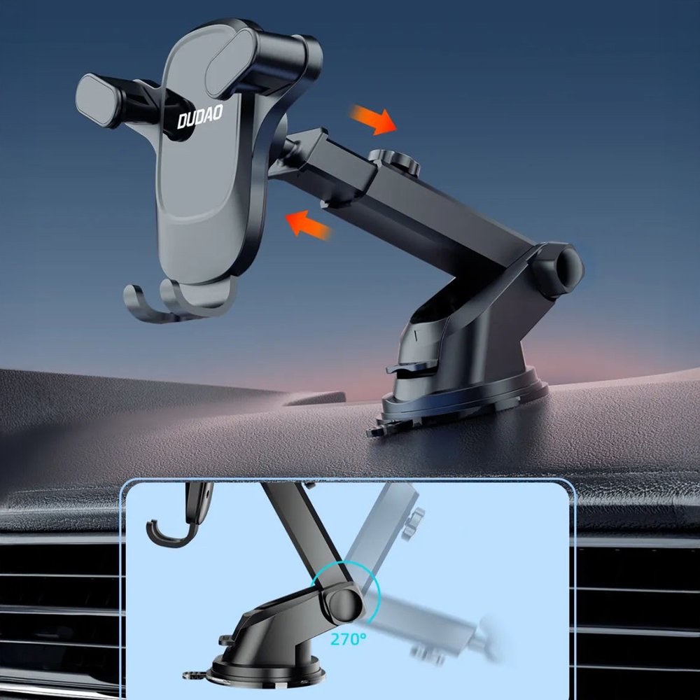 Dudao F5PRO+ automobilinis laikiklis su siurbtuku – juodas - Image 7