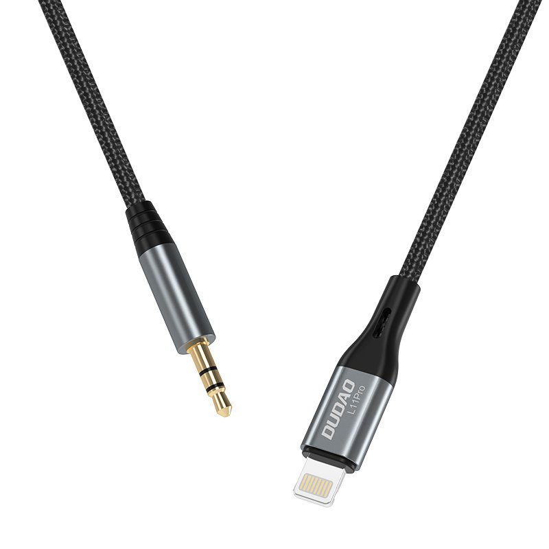 Dudao Lightning į 3,5 mm mini jack garso kabelis 1 m – pilkas - Image 3