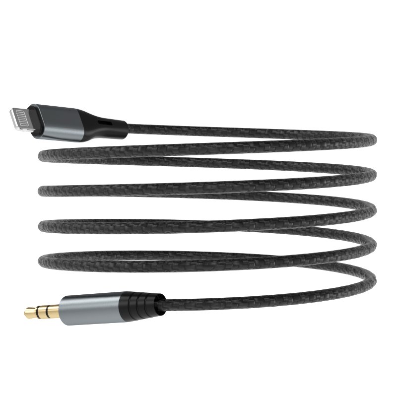 Dudao Lightning į 3,5 mm mini jack garso kabelis 1 m – pilkas - Image 4