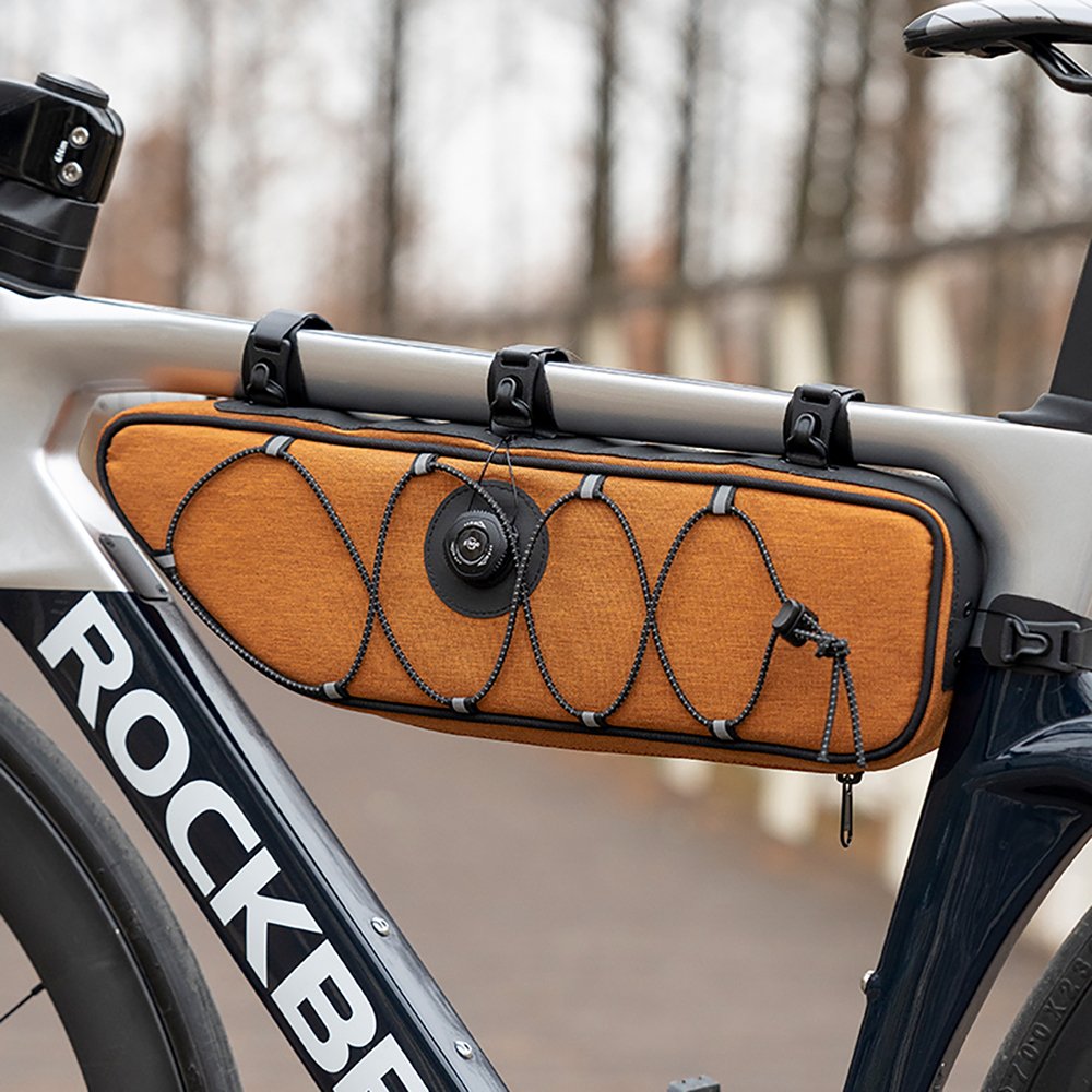 Rockbros TL003 ROAD TO SKY vandeniui atsparus rėmo dviračio krepšys 2 l – oranžinis - Image 8