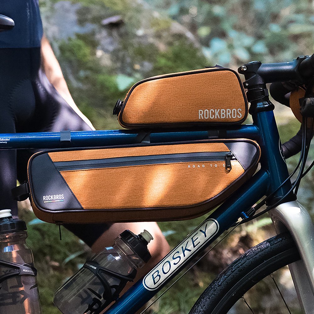 Rockbros TL004 ROAD TO SKY vandeniui atsparus rėmo dviračio krepšys 0,7 l – oranžinis - Image 6