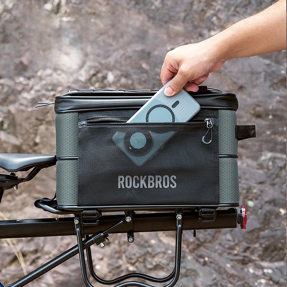 Rockbros A30 ROAD TO SKY sulankstomas bagažinės dviračio krepšys 15–30 l – pilkas - Image 4