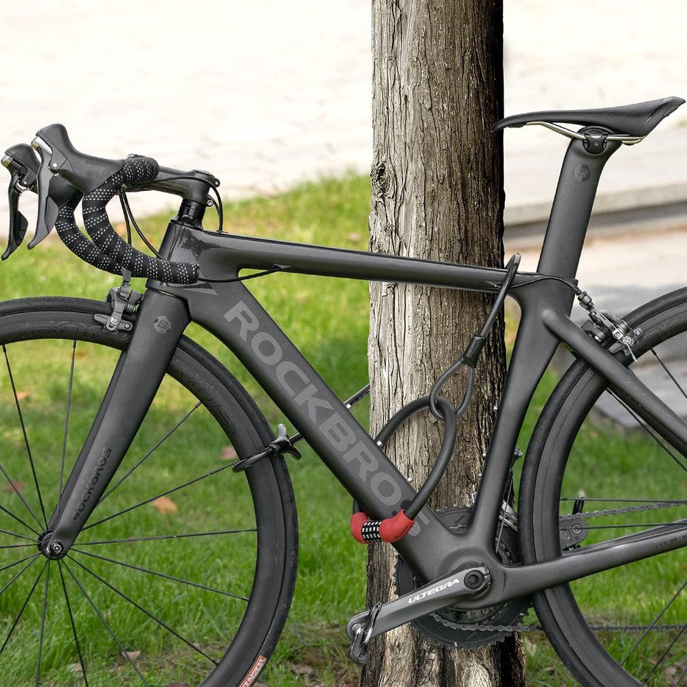 Rockbros RKS870-BK dviračio spyna su kodu ir 85 cm plieniniu trosu – raudona - Image 5