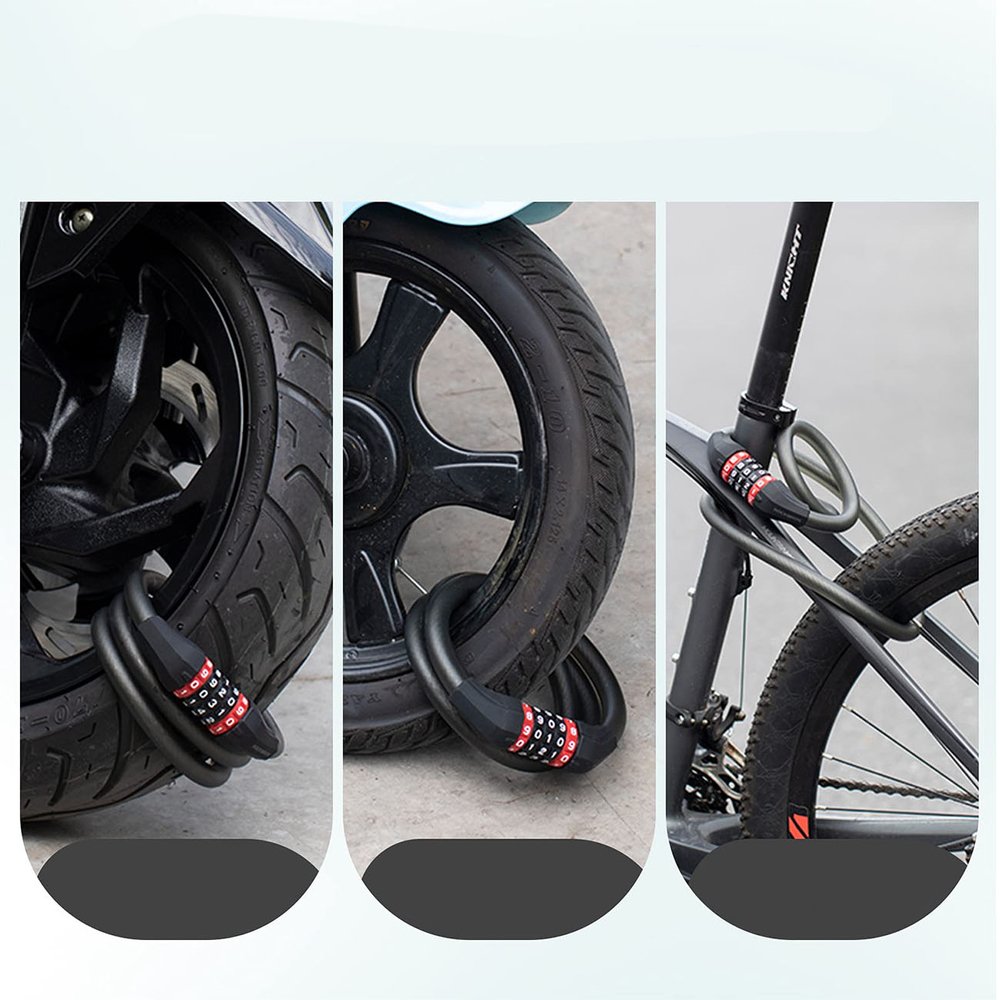 Rockbros RKS507 dviračio spyna su 5 skaitmenų kodu ir 180 cm plieniniu trosu – juoda - Image 5