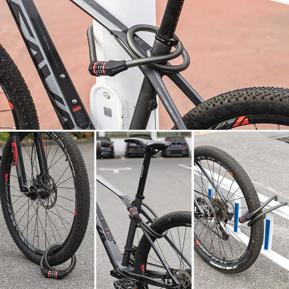 Rockbros RKS507 dviračio spyna su 5 skaitmenų kodu ir 180 cm plieniniu trosu – juoda - Image 6