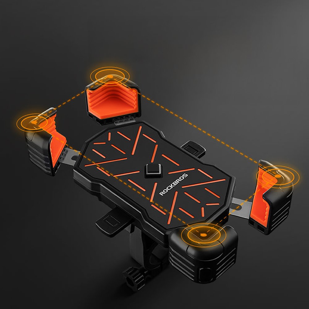 Rockbros HW-117 telefono laikiklis tvirtinamas prie vairo – juodas ir oranžinis - Image 4
