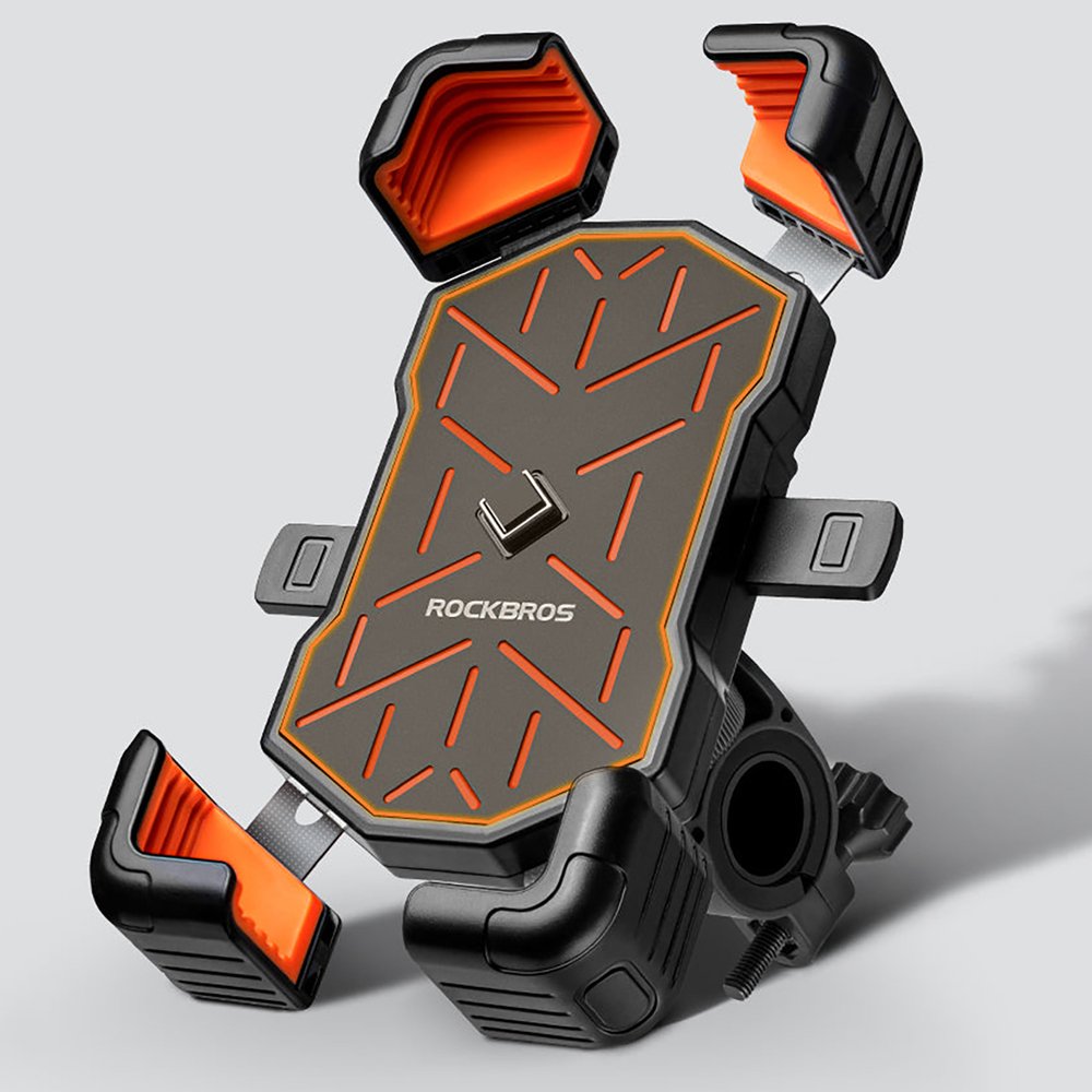 Rockbros HW-117 telefono laikiklis tvirtinamas prie vairo – juodas ir oranžinis - Image 6