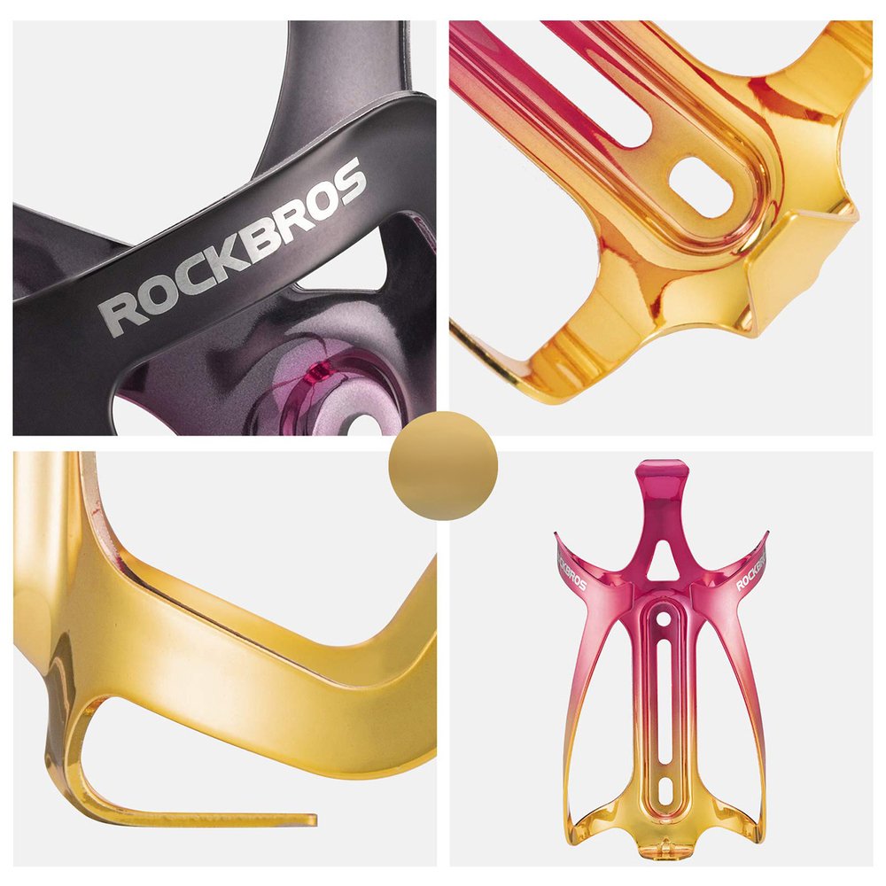 Rockbros RKL02 aliumininis gertuvės laikiklis – raudonas ir auksinis - Image 7