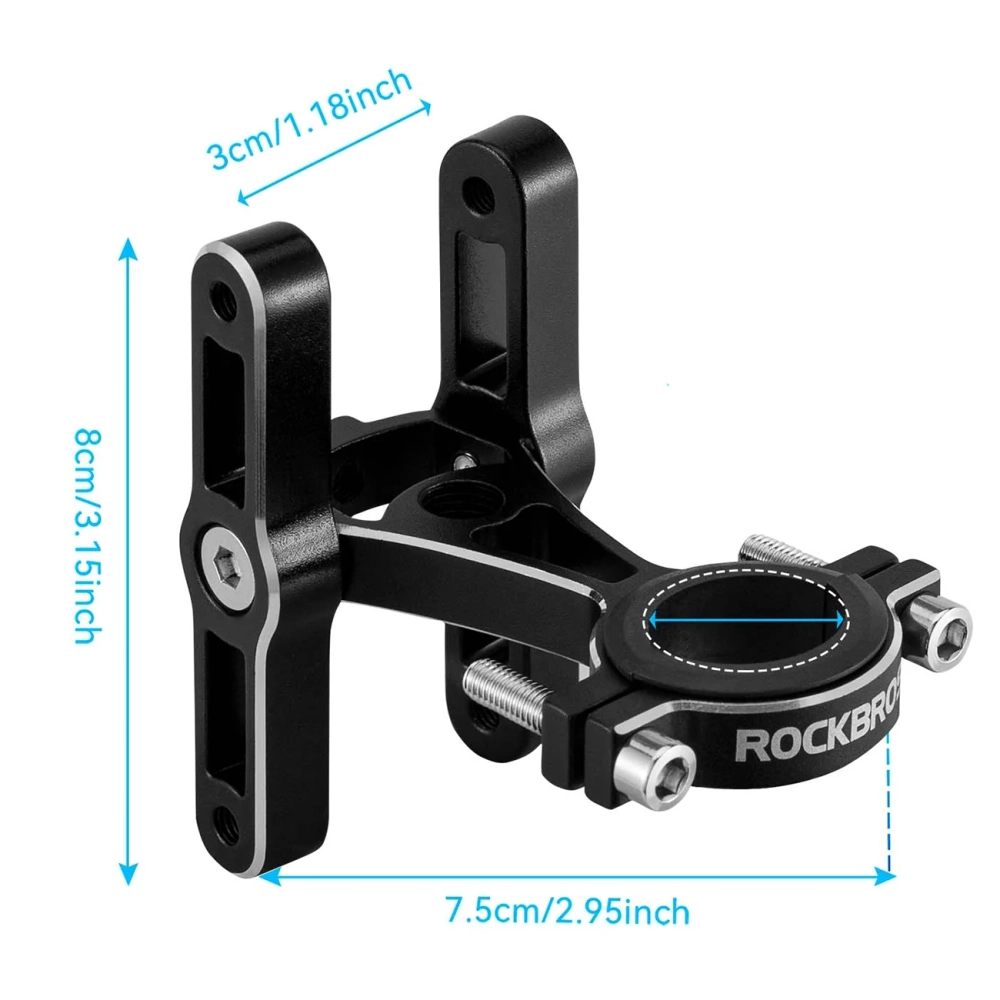 Rockbros KS-415 reguliuojamas aliumininis gertuvės laikiklio adapteris – juodas - Image 5