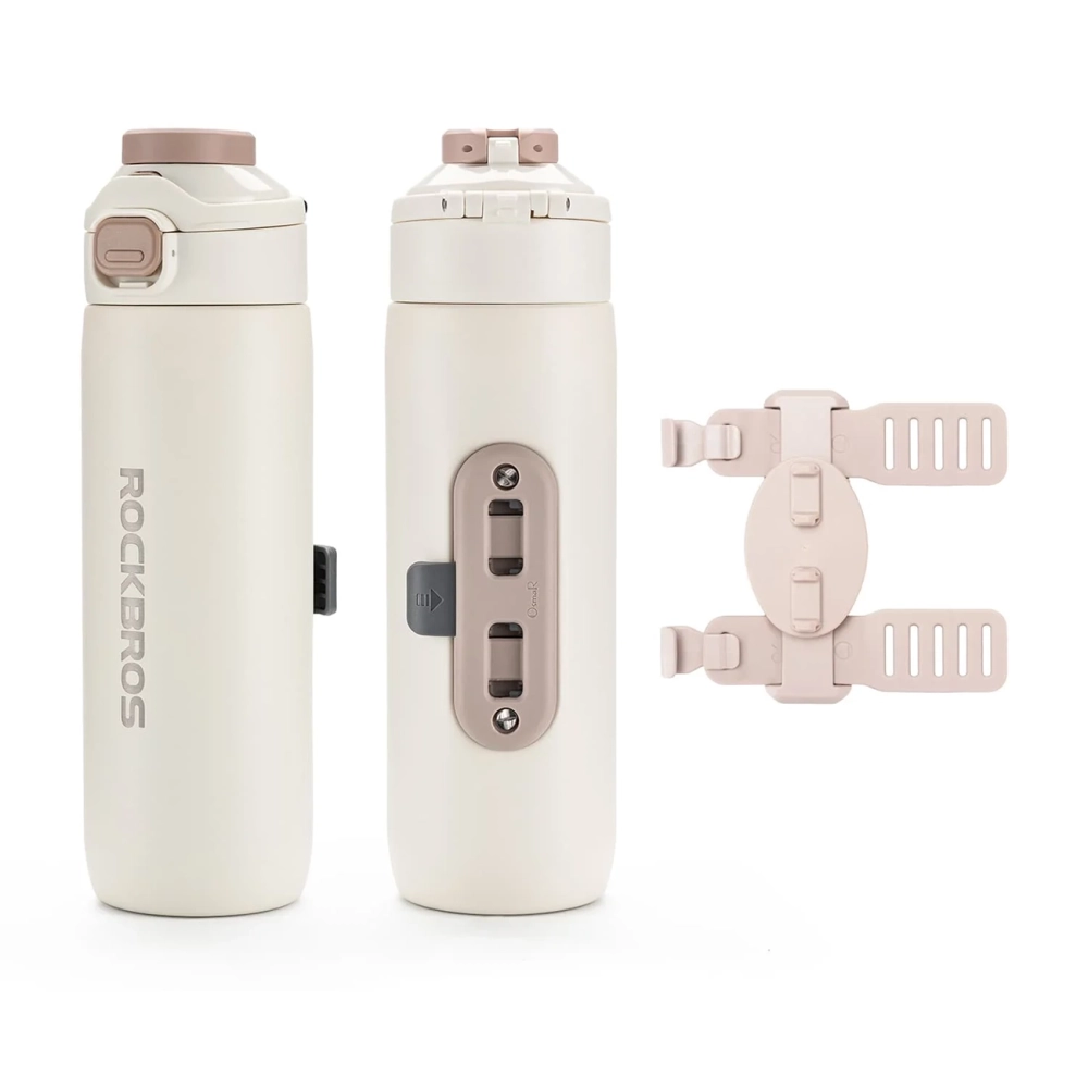 Rockbros S550H-1 700 ml termo gertuvė su magnetiniu laikikliu ir tvirtinimo dirželiu – smėlio spalvos - Image 2