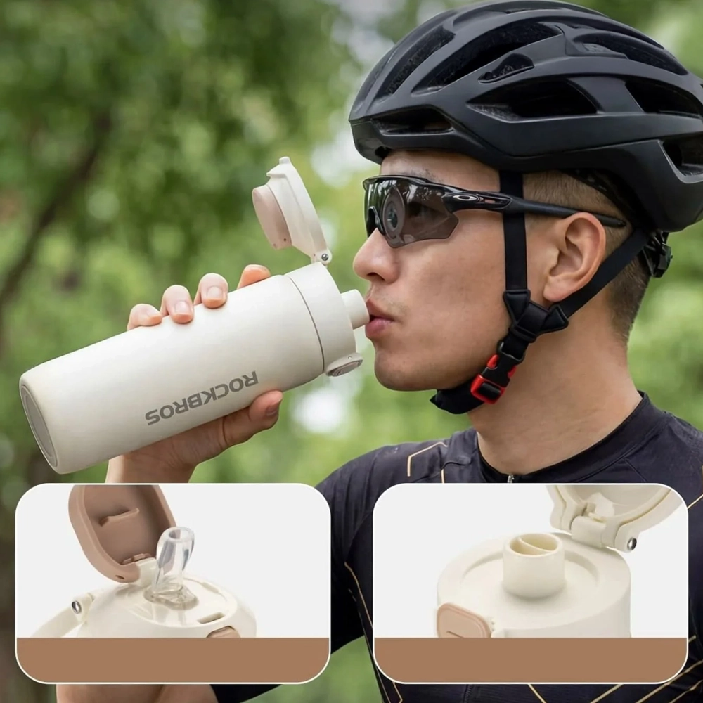 Rockbros S550H-1 700 ml termo gertuvė su magnetiniu laikikliu ir tvirtinimo dirželiu – smėlio spalvos - Image 4