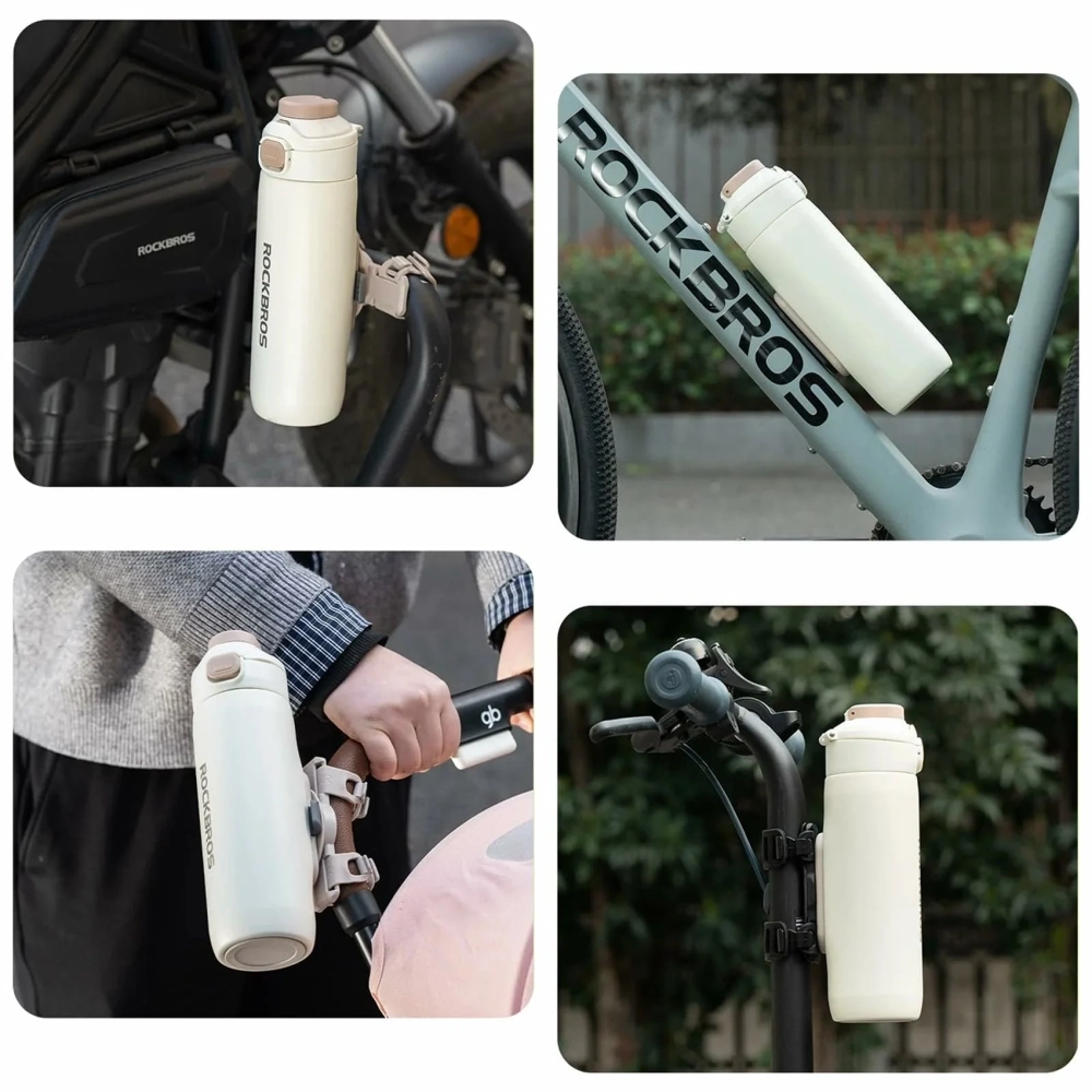 Rockbros S550H-1 700 ml termo gertuvė su magnetiniu laikikliu ir tvirtinimo dirželiu – smėlio spalvos - Image 8