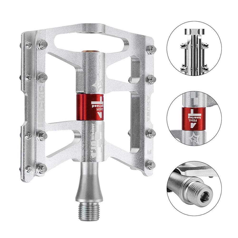 Rockbros JT410 4.10 dviračio pedalai su 4 guoliais – sidabriniai - Image 3