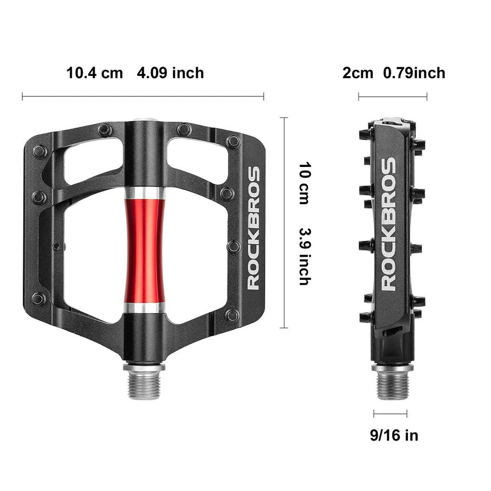 Rockbros 2020-12CBK aliumininiai platforminiai dviračio pedalai – juodi - Image 4