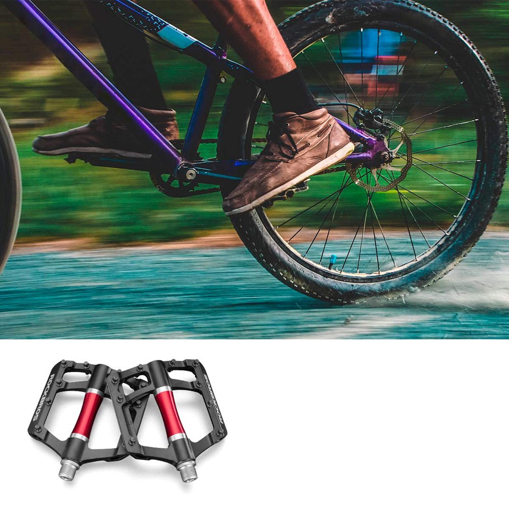 Rockbros 2020-12CBK aliumininiai platforminiai dviračio pedalai – juodi - Image 7