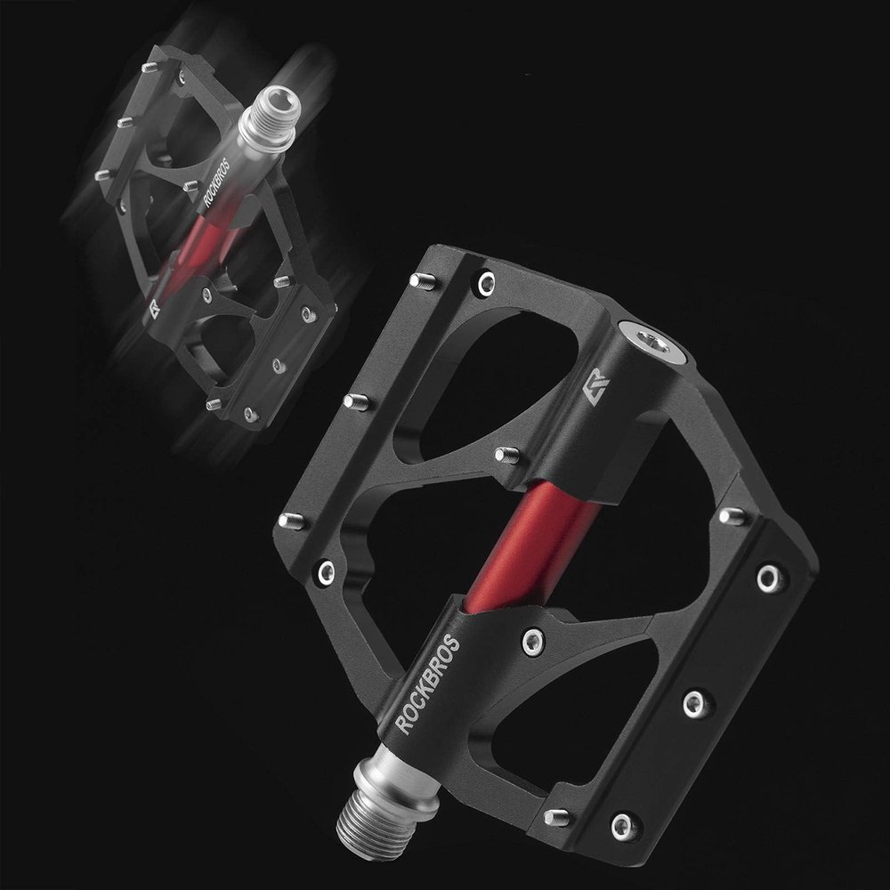 Rockbros 2020-12BBK aliumininiai platforminiai dviračio pedalai – juodi - Image 10