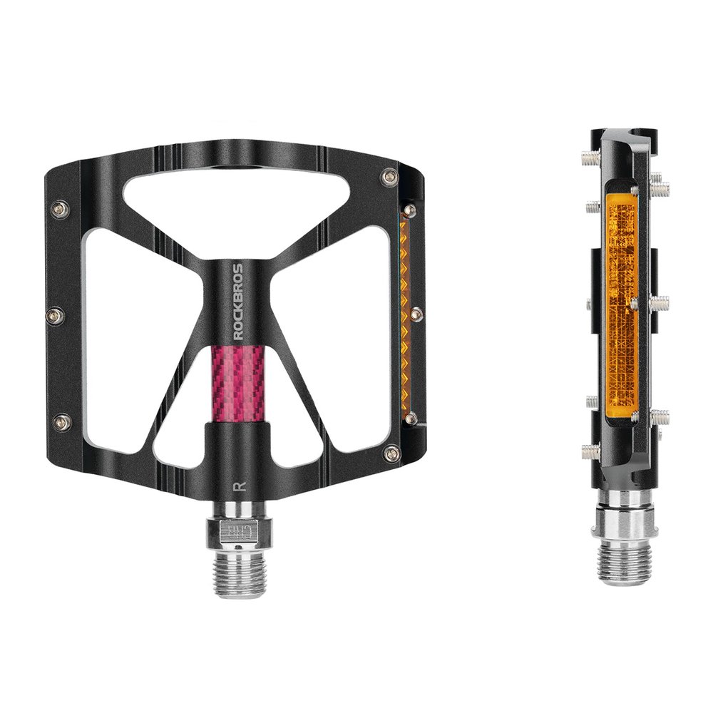 Rockbros K307PT aliumininiai platforminiai dviračio pedalai su atšvaitais – juodi - Image 3