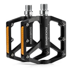 Rockbros K371 Reflective Aluminum Bicycle Pedals with Sealed Bearings - Black
