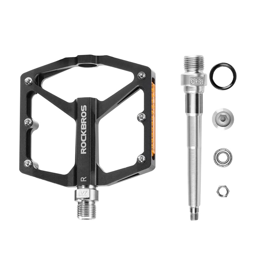 Rockbros K371 aliumininiai dviračio pedalai su atšvaitais ir sandariais guoliais – juodi - Image 4