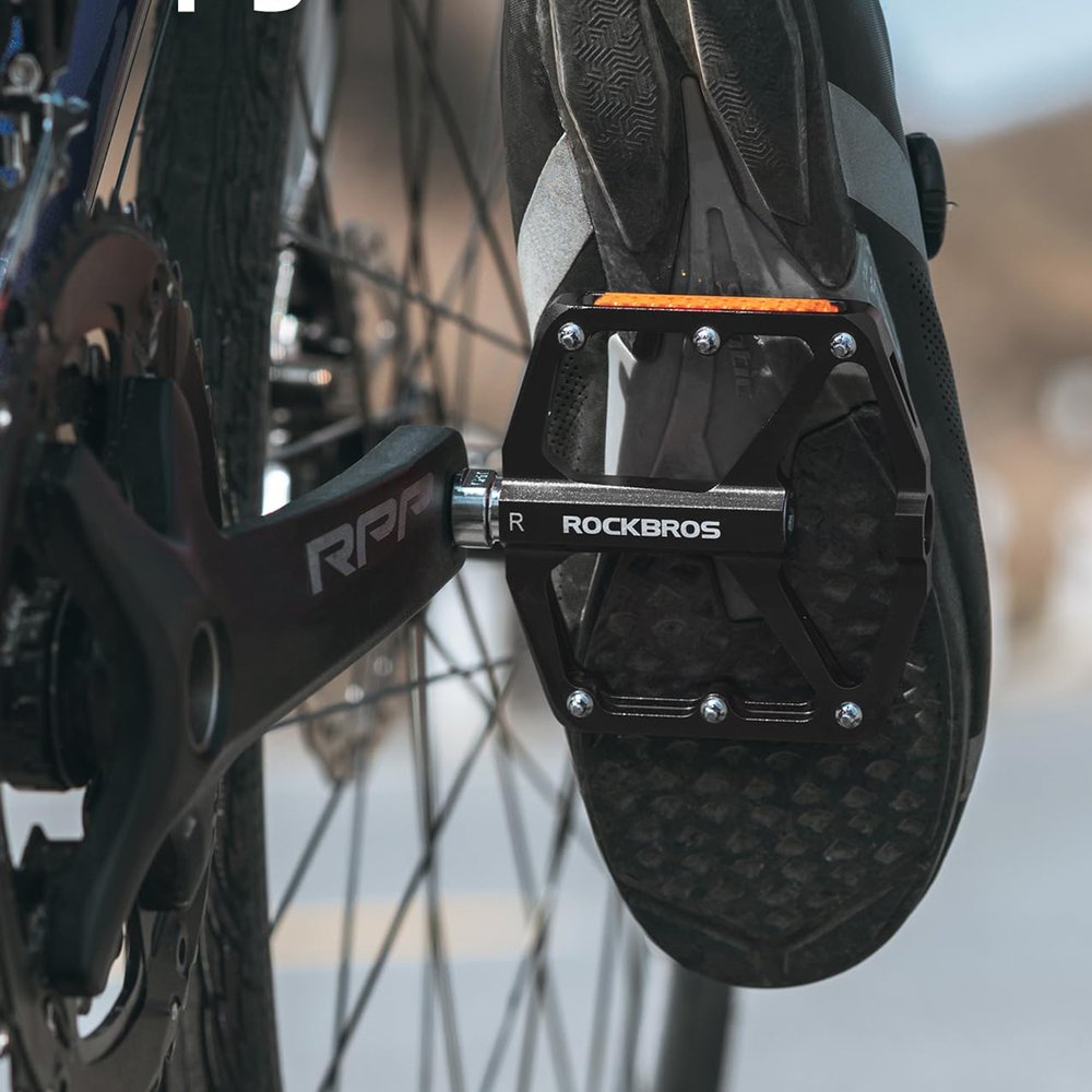 Rockbros K371 aliumininiai dviračio pedalai su atšvaitais ir sandariais guoliais – juodi - Image 5