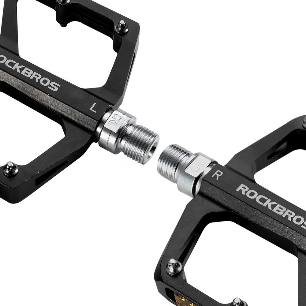 Rockbros K371 aliumininiai dviračio pedalai su atšvaitais ir sandariais guoliais – juodi - Image 6