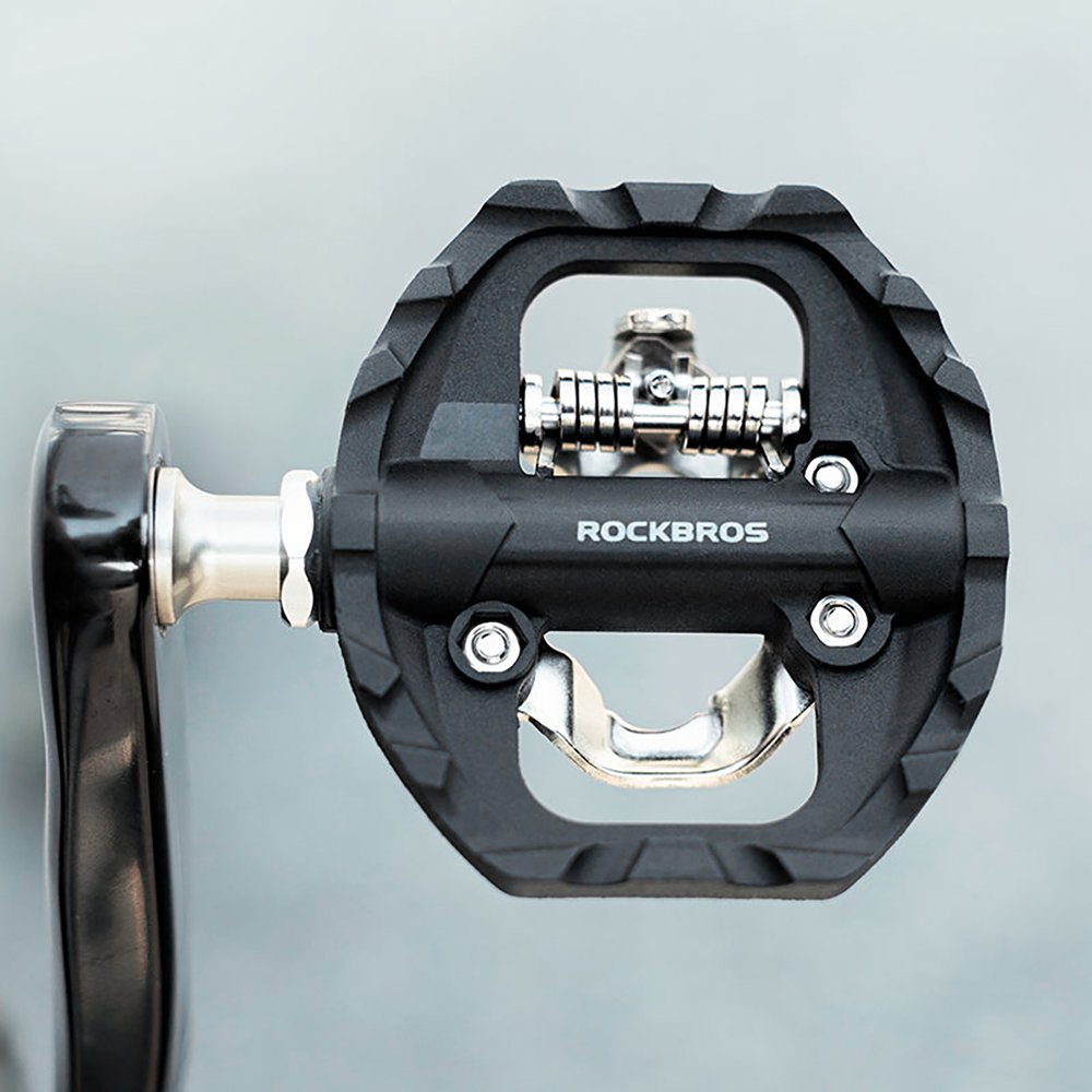 Rockbros M108 dvipusiai nailoniniai pusiau fiksuojami dviračio pedalai – juodi - Image 2