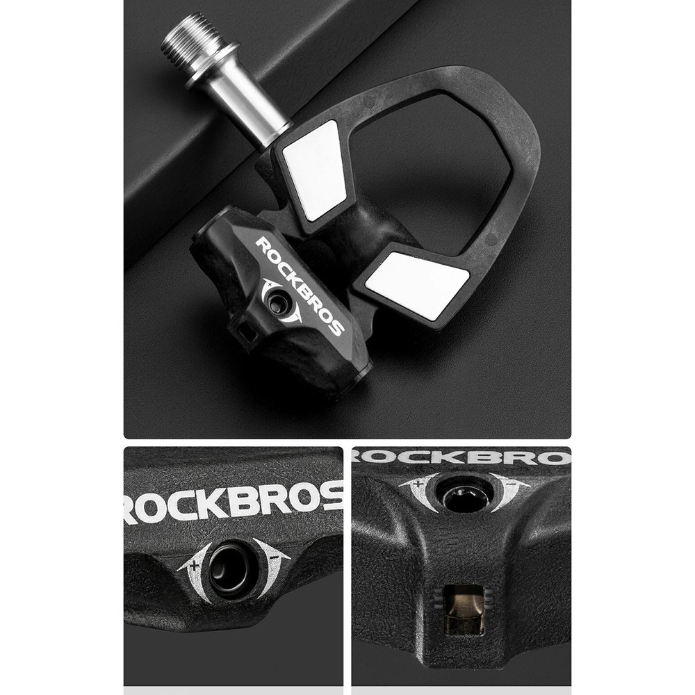 Rockbros RD9 SPD pedalų plokštelės iš anglies pluošto ir titano lydinio – juodos - Image 5