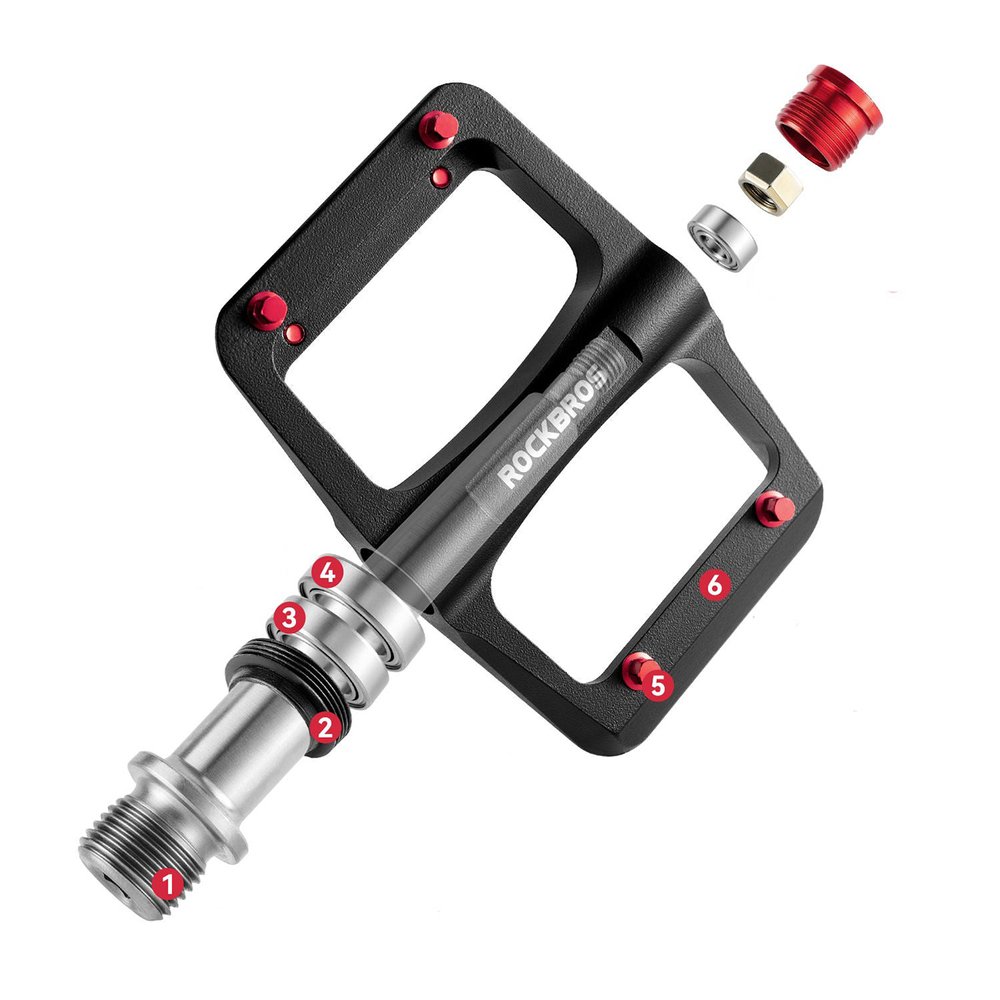 Rockbros BP2603 platforminiai dviračio pedalai su titano ašimi ir magnio lydinio guoliais – juodi - Image 3