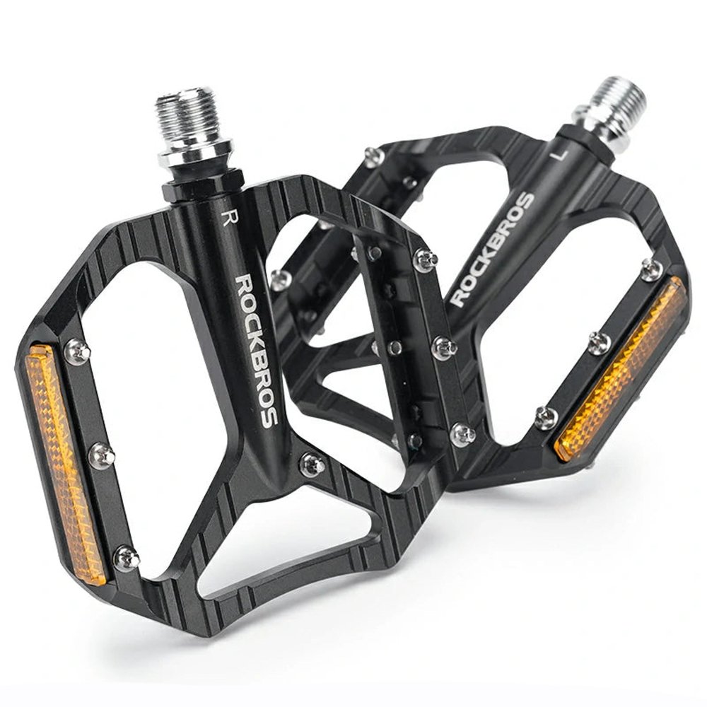 Rockbros C700 Reflective Aluminum Platform Bicycle Pedals - Black