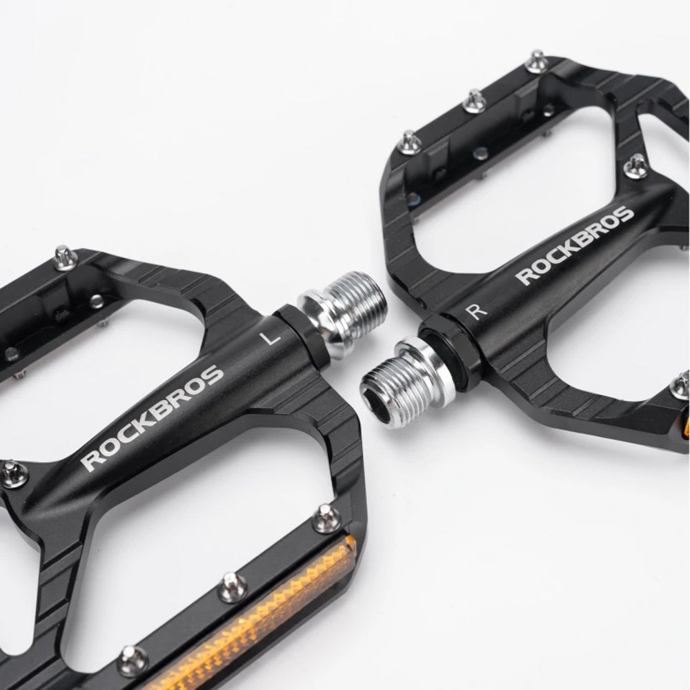Rockbros C700 aliumininiai platforminiai dviračio pedalai su atšvaitais – juodi - Image 2