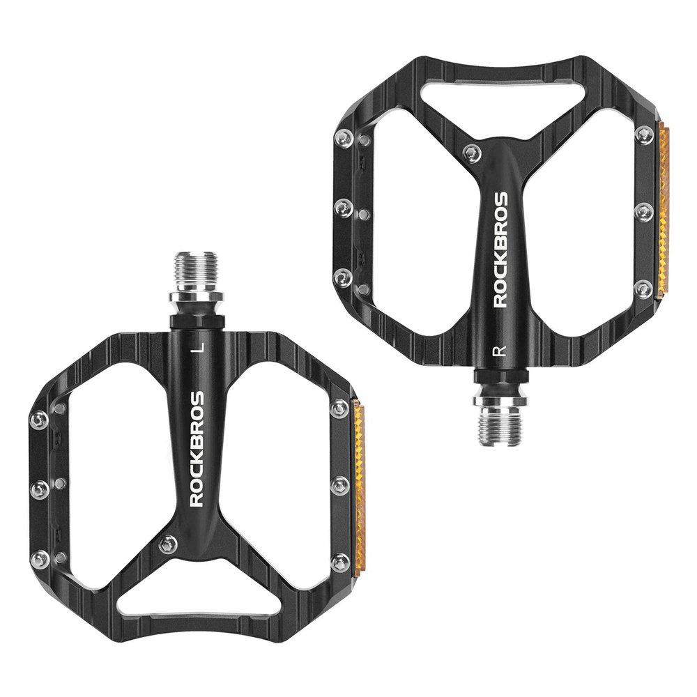 Rockbros C700 aliumininiai platforminiai dviračio pedalai su atšvaitais – juodi - Image 3