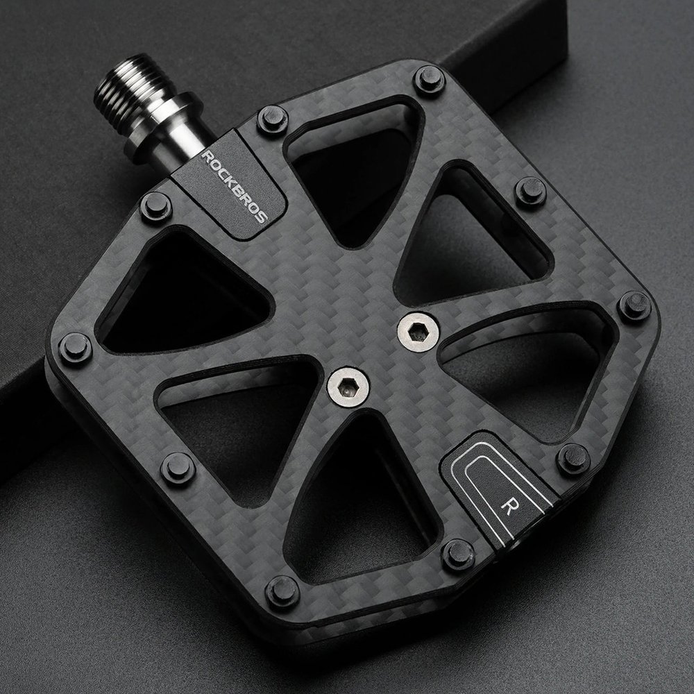 Rockbros C525 anglies pluošto platforminiai dviračio pedalai – juodi - Image 5